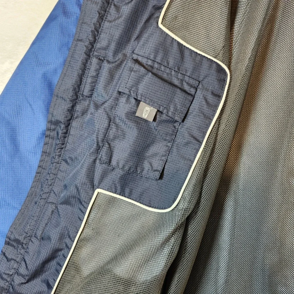 Free‎ Country Mens Blue Colorblock Hooded Windbreaker Jacket Water Resistant L